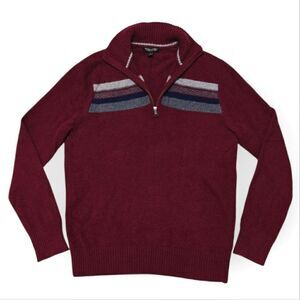Banana Republic Italian Yarn Wool blend burgundy quarter zip sweater size M